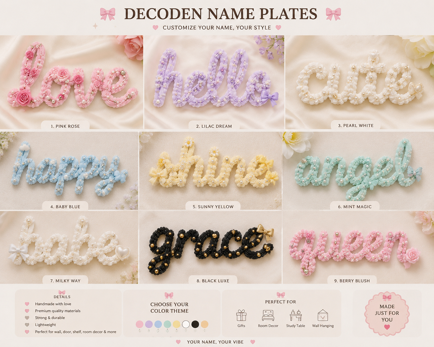 Custom decorative name plate